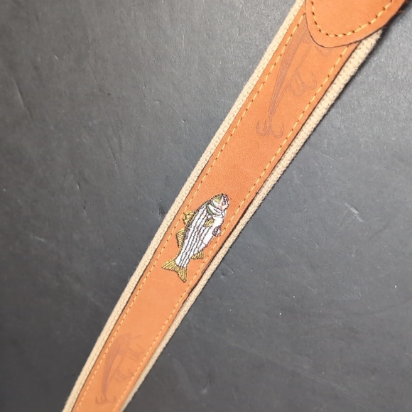 Zep-Pro ,Men's Tan/ Brown Leather/Woven Belt with Fish Details,Size 42. - Picture 7 of 10
